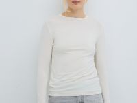 Лонгслив с шёлком, Бежевый