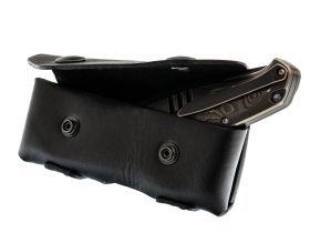 Чехол на кнопках горизонтальный для складного ножа на пояс, 120 мм, 2 кнопки