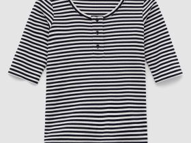 Блузка с округлым вырезом в полоску