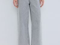 Широкие укороченные джинсы с ремнём, Серый