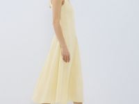 Платье миди с вырезом каре, Желтый