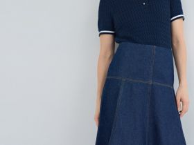 Джинсовая юбка миди, Синий