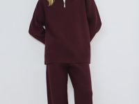 Вязаные широкие брюки, Фиолетовый