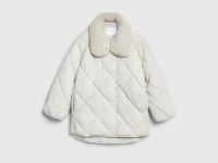 Стёганая куртка с меховым воротником, Бежевый