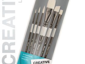 Набор кистей белая синтетика Pinax "CREATIVE White Taklon" АССОРТИ 6 шт