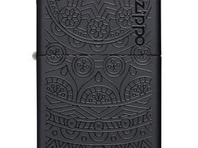 Зажигалка ZIPPO Tone on Tone Design с покрытием Black Matte, латунь/сталь, чёрная, 36x12x56 мм