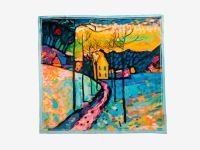 Платок Кандинский "Зимний пейзаж" 90х90 мм