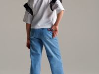 Брюки текстильные джинсовые для девочек