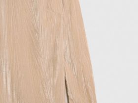 Платье мини из жатого бархата, Бежевый