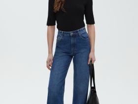 Джемпер с коротким рукавом и воротником-стойкой