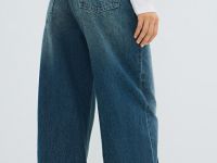 Широкие джинсы с поясом, Синий