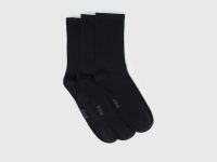 Высокие носки в рубчик, 3 пары, Черный