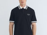 Поло из хлопка с принтом, Синий