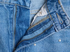 Прямые джинсы с жемчужинами, Голубой