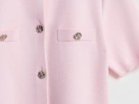 Кардиган с карманами и золотыми пуговицами, Розовый