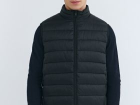 Ультралёгкий жилет с воротником-стойкой, Черный