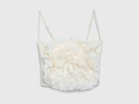 Топ с декором в виде цветка, Бежевый