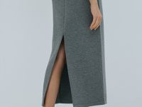 Юбка миди прямого кроя, Серый