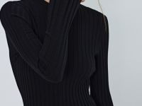 Расклёшенное платье в рубчик, Черный