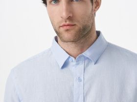 Льняная рубашка, Голубой