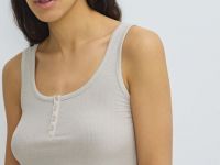 Майка в рубчик с вырезом хенли, Бежевый