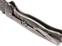 Нож складной LionSteel SR2DL G Mini, сталь клинка дамасская сталь Chad Nichols Damascus "Lizard" Pattern, рукоять титан по технологии Solid®, серый