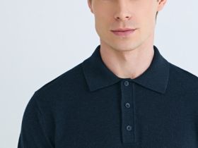 Поло из текстурной ткани, Синий