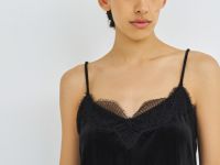 Бархатный топ с кружевом, Черный