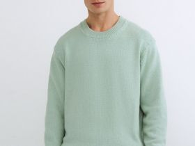 Вязаный джемпер из хлопка, Зеленый