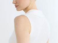 Трикотажный жилет в рубчик с воротником, Белый