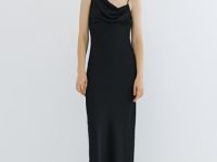 Платье миди с асимметричным вырезом, Черный