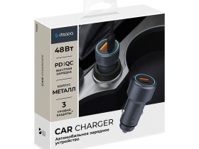 Автомобильное зарядное устройство Deppa (11220) Car Charger USB/Type-C 48W (серый)
