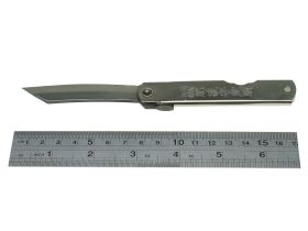 Нож складной Higonokami Reverse Tanto, сталь AoGami, рукоять нержавеющая сталь, серый