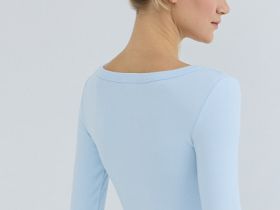 Приталенный лонгслив в рубчик, Голубой