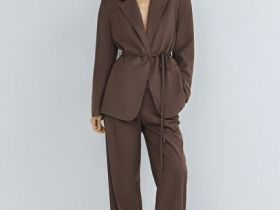 Жакет с поясом, Коричневый