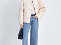 Стеганая куртка с высоким воротником