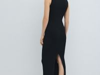 Вязаное платье в рубчик, Черный