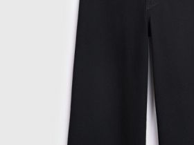 Укороченные широкие джинсы, Черный