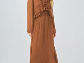 Платье с воланами и завязками, Оранжевый