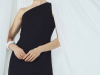 Платье миди изо льна на одно плечо, Черный