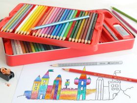 Набор цветных карандашей Faber-castell "Замок" 60 шт+2ч/г кар+ластик+точилка, в металлической коробке