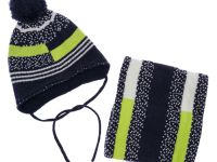 Комплект вязаный для мальчика: шапка, снуд