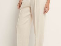 Брюки изо льна широкого силуэта