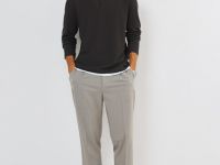 Лонгслив с воротником хенли, Коричневый