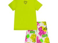 Комплект трикотажный для девочек: фуфайка (футболка), шорты