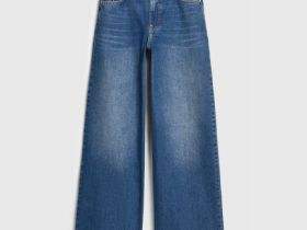 Ультраширокие джинсы с высокой посадкой, Синий
