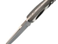 Нож Pocket Wolf Мини Тактик, сталь CR 8, рукоять G10, черно-белый, ножны с рисунком