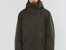 Удлинённая утеплённая парка с капюшоном, Зеленый