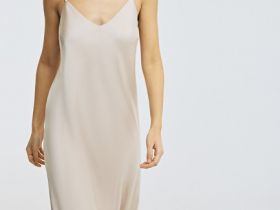 Платье-комбинация на тонких бретелях, Бежевый