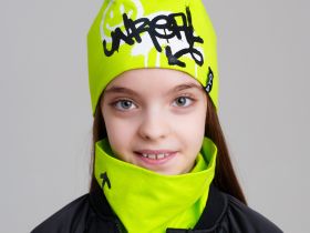 Комплект трикотажный для девочек: шапка, снуд